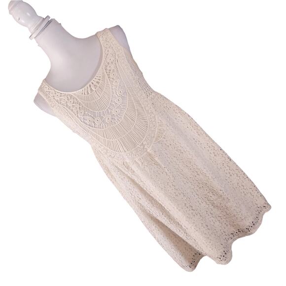 ANN TAYLOR LOFT! LUXE CREAM LACE, EMBROIDERY & CROCHET EMBELLISHED DRESS! SZ 2P - Picture 1 of 8